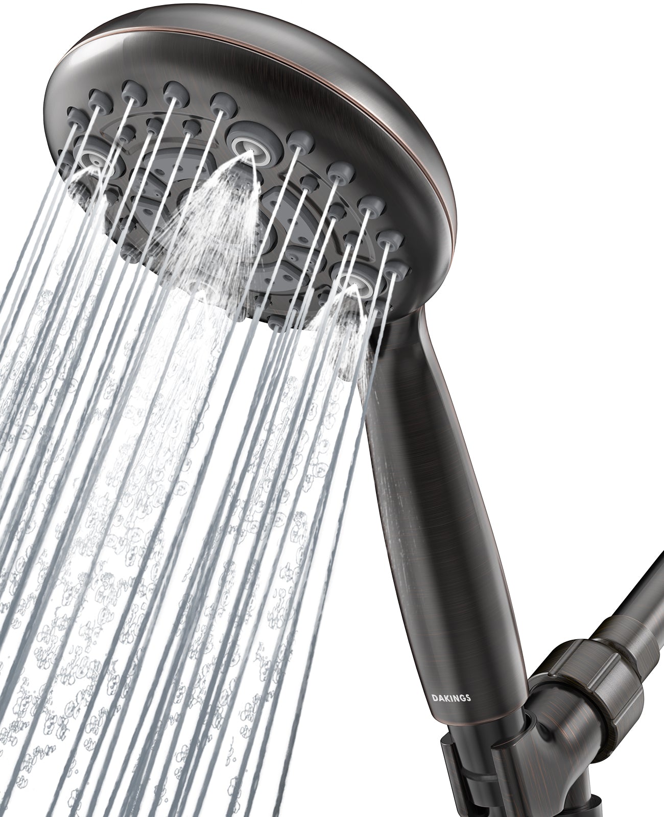 DAKINGS 6 Spray Modes High Pressure Handheld Showerhead Set Upgraded 5 Inches Showerheads with Handheld Spray Oil Rubbed Bronze Handheld Shower 60 Inches Stainless Steel Hose For Low Water Pressure