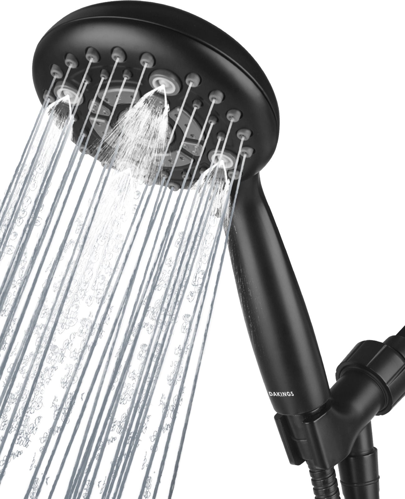 DAKINGS 6 Modes High Pressure Handheld Shower Head Set Upgraded 5 Inches Shower Heads with Handheld Spray with Premium Black Hand Held Showerhead 60 Inches Stainless Steel Hose For Low Water Pressure
