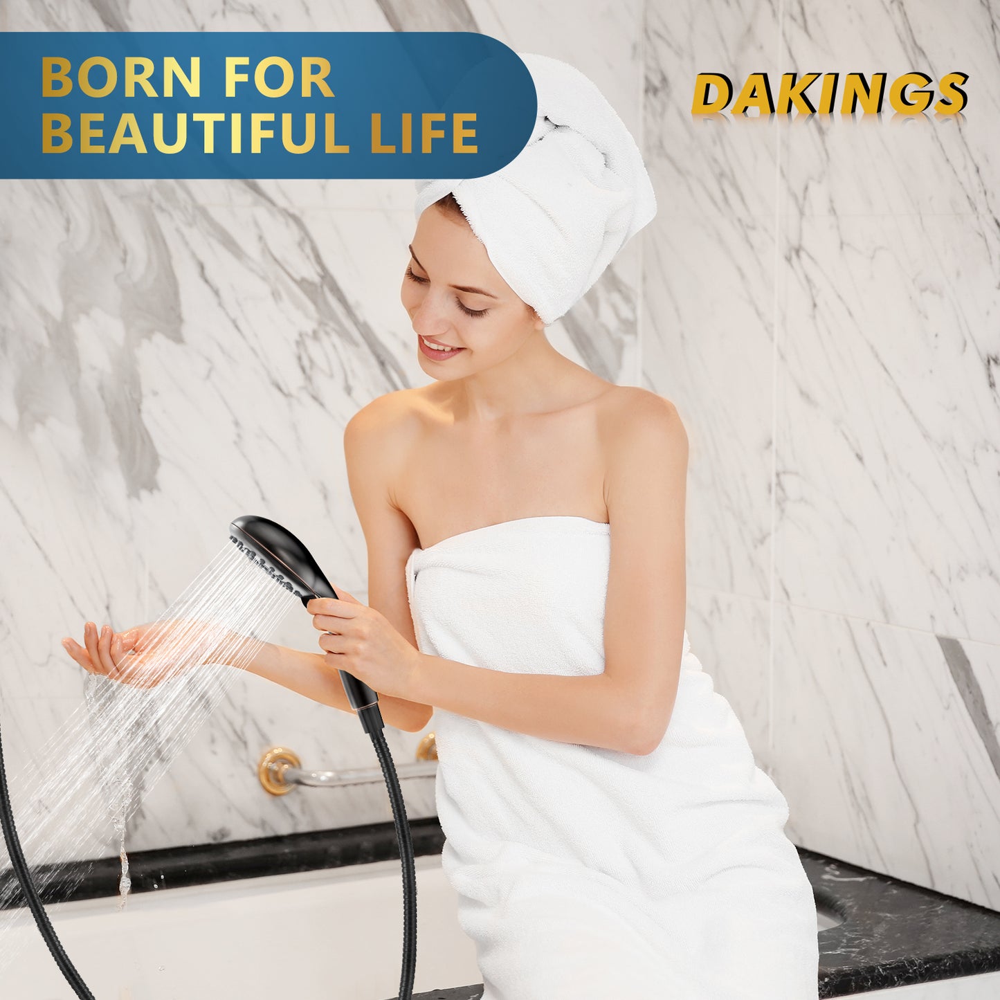 DAKINGS 6 Spray Modes High Pressure Handheld Showerhead Set Upgraded 5 Inches Showerheads with Handheld Spray Oil Rubbed Bronze Handheld Shower 60 Inches Stainless Steel Hose For Low Water Pressure